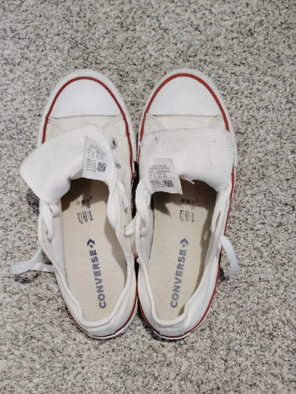 Converse Kids White Low-Top Sneakers with Red Trim